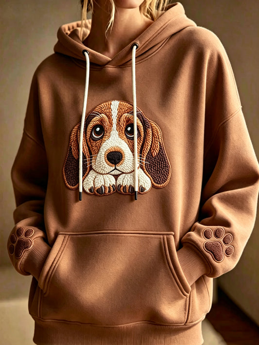 Women's Animal Printed Round Neck Long Sleeved Hoodie
