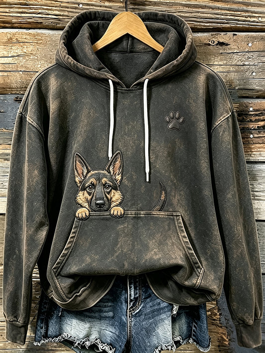 Women's German Shepherd & Paw Print Comfy Hoodie