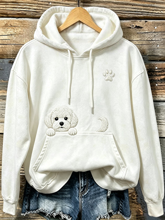 Women's Cute Bichon Frize & Paw Print Cozy Hoodie