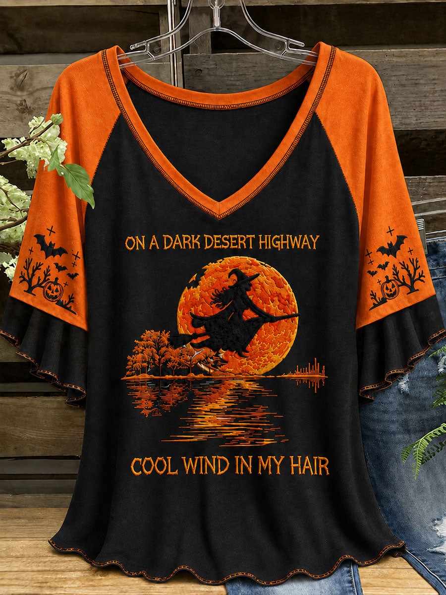 Women's Halloween Witch Pumpkin Bat  Hang Shot Short Sleeve T-Shirt