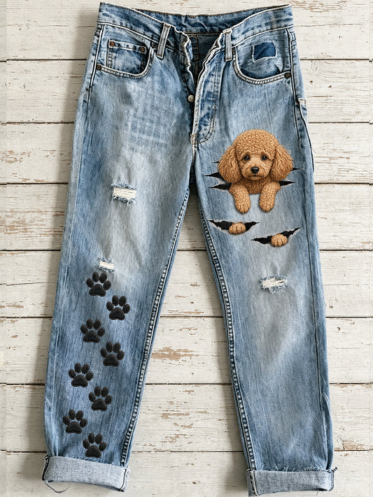Women's Cute Animal Dog Art Print Flared Trousers