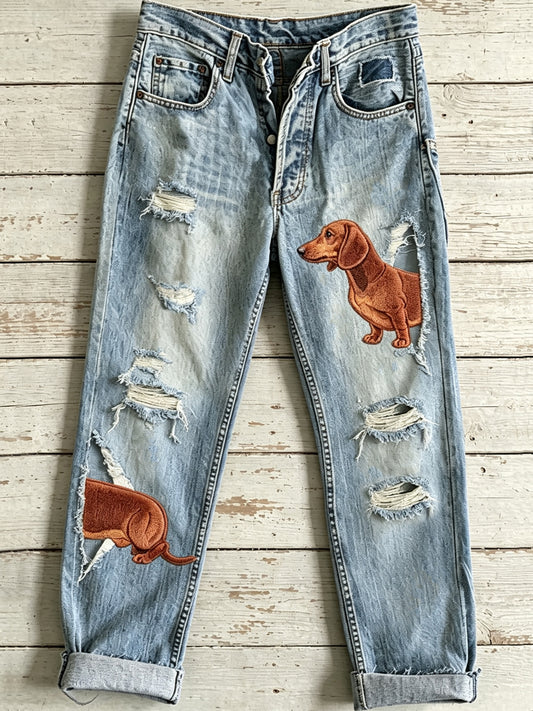 Women's Cute Animal Dog Art Print Flared Trousers