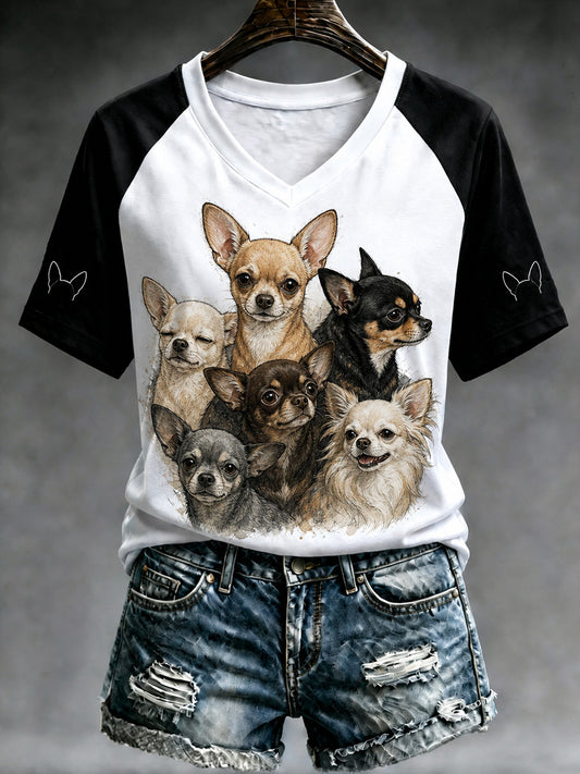 Casual T-Shirt With Vintage-Style Animal Art Print