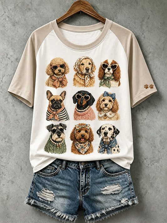 Women's Lovely Dog Pattern T-Shirt