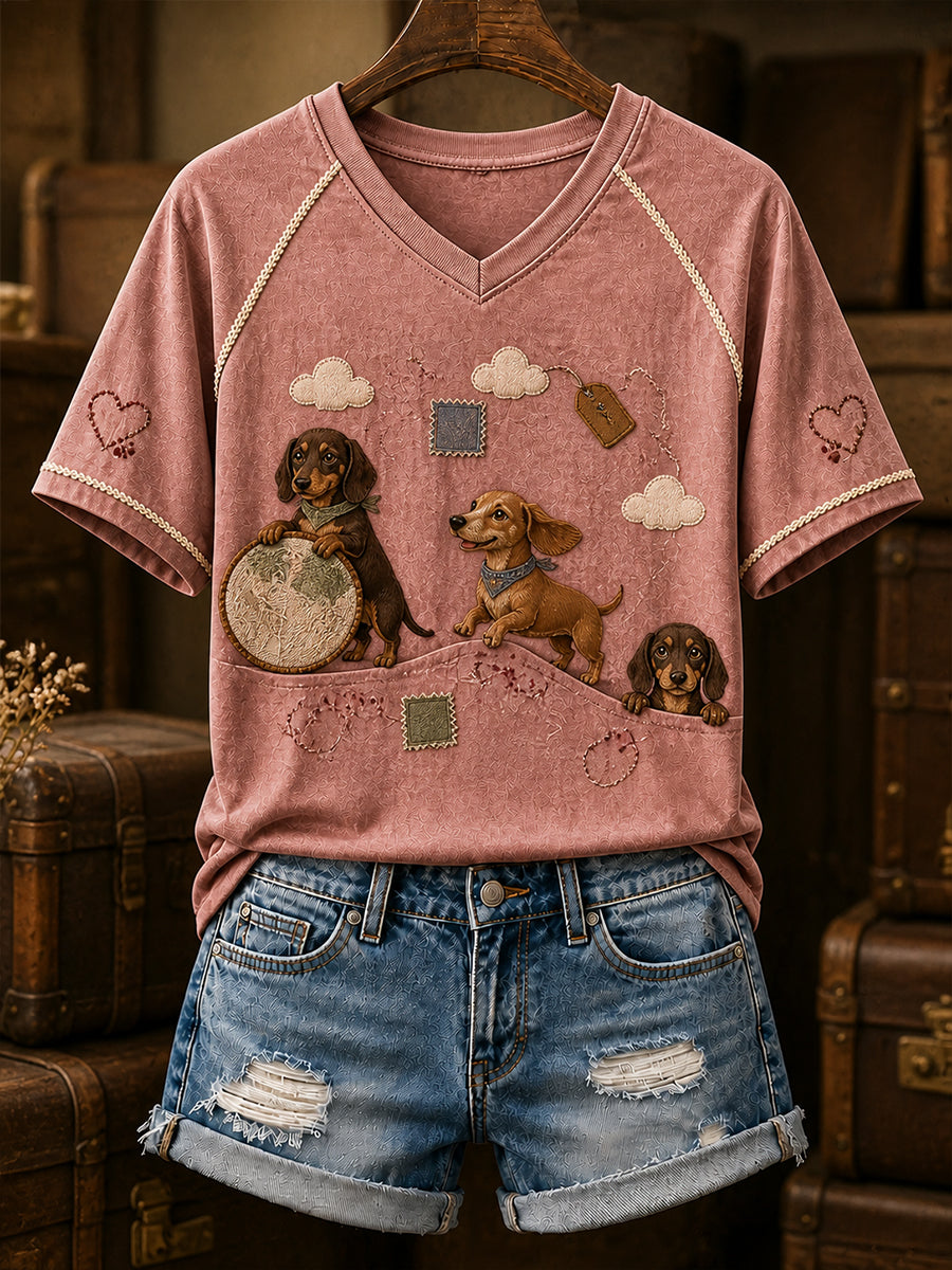 Retro Animal Art Print Art Casual Raglan Sleeve T-Shirt