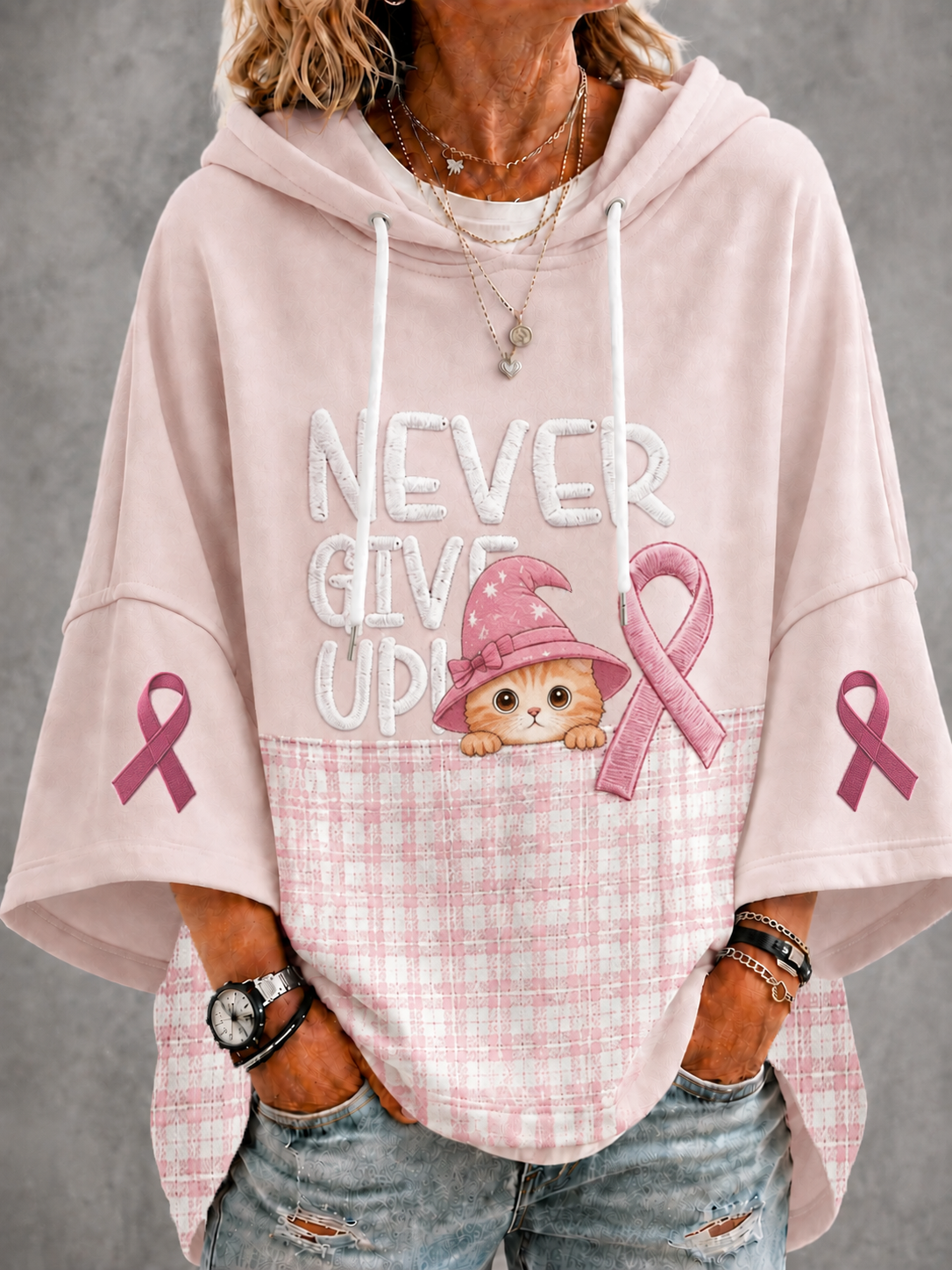 Women’s Breast Cancer Short-Sleeve Hoodie