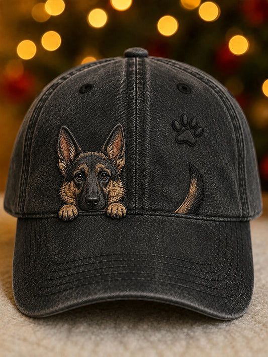Cute Peeking German Shepherd & Paw Print Unisex Hat