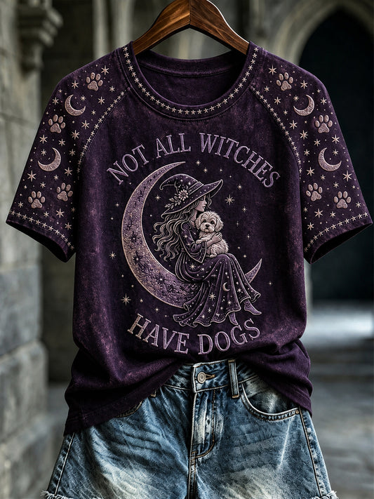 Women's Not All Witches Have Dogs Maltese Print Short Sleeve T-shirt