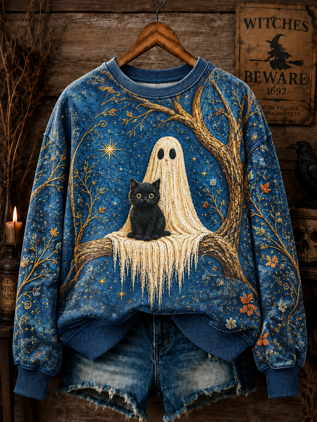 Women's Halloween Cat Regular Sweatshirt