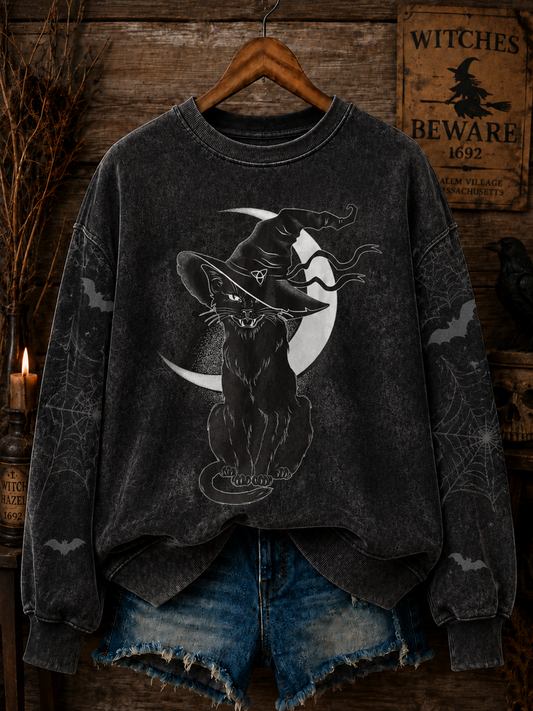 Women's Halloween Cat Regular Sweatshirt