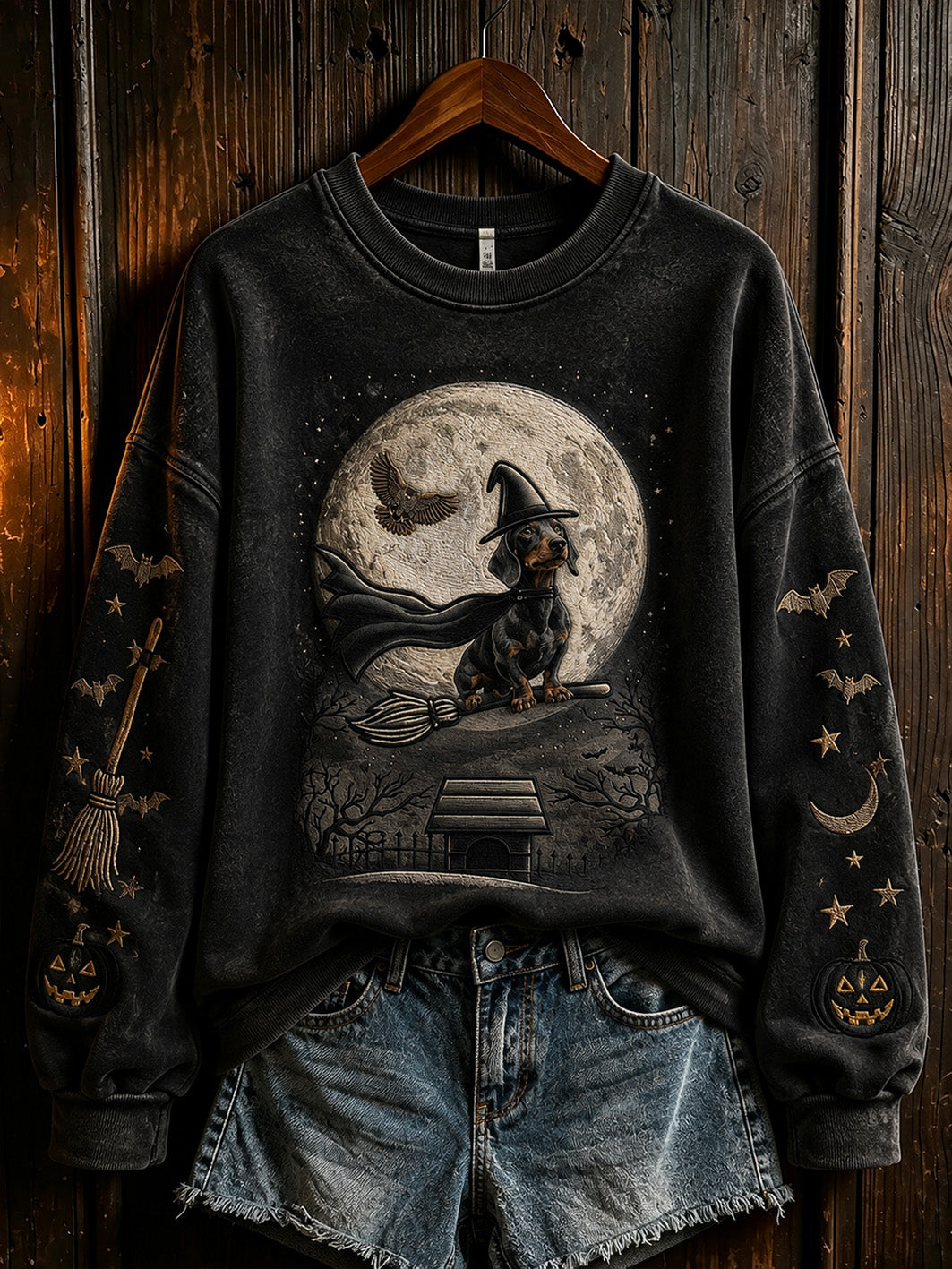 Women's Halloween Cute Dog Pattern Printed Casual Sweatshirt