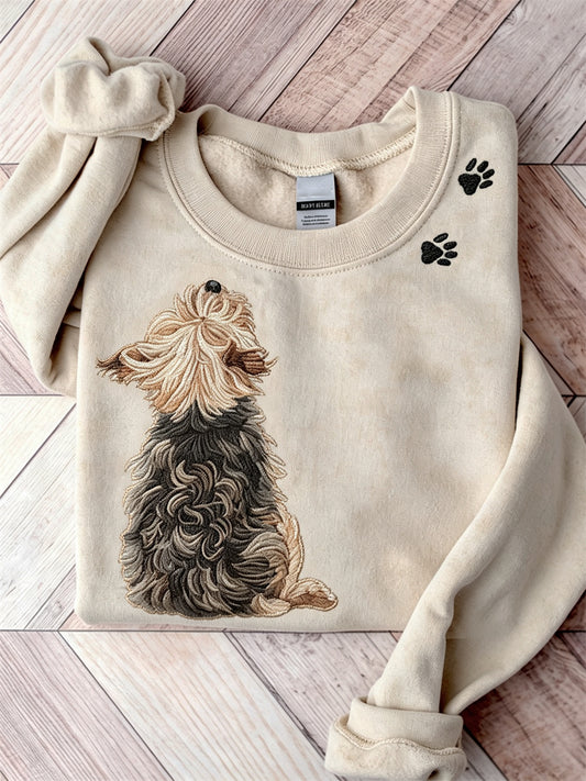 Women's Lovely Yorkshire Dog Back View Paw Prints Sweatshirt