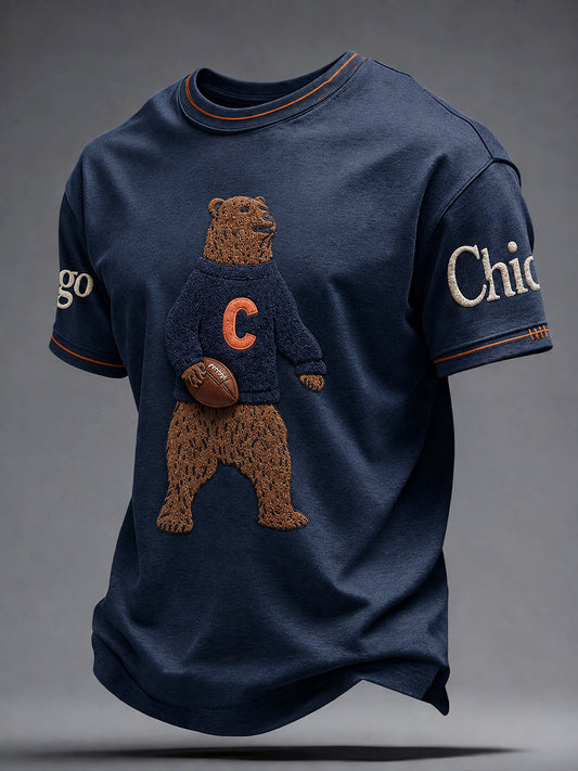 Men's Chicago Football Lover Art Printed T-shirt