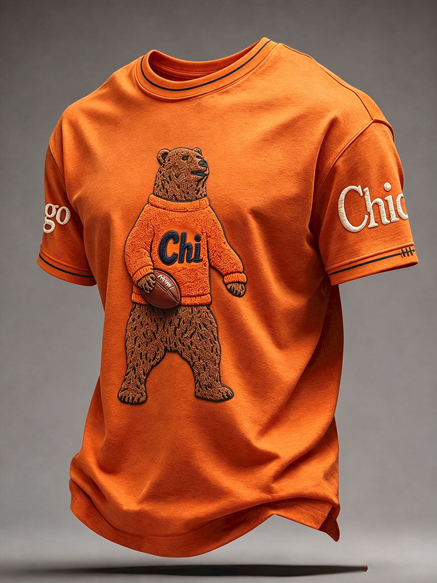 Men's Chicago Football Lover Art Printed T-shirt