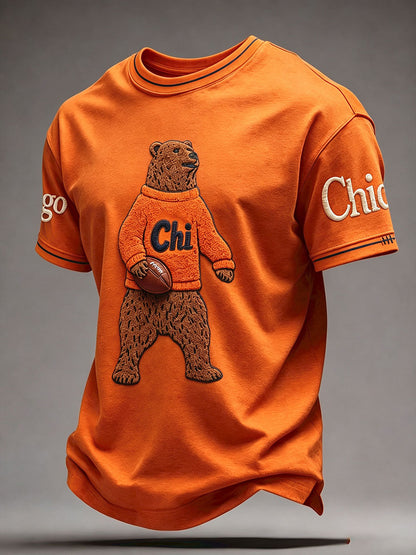Men's Chicago Football Lover Art Printed T-shirt