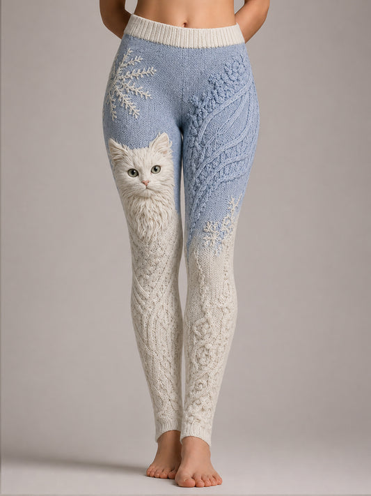 Women's Animal Cat Floral Abstract Print Casual Leggings
