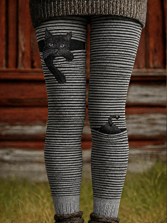 Women's Animal Cat Abstract Print Casual Leggings