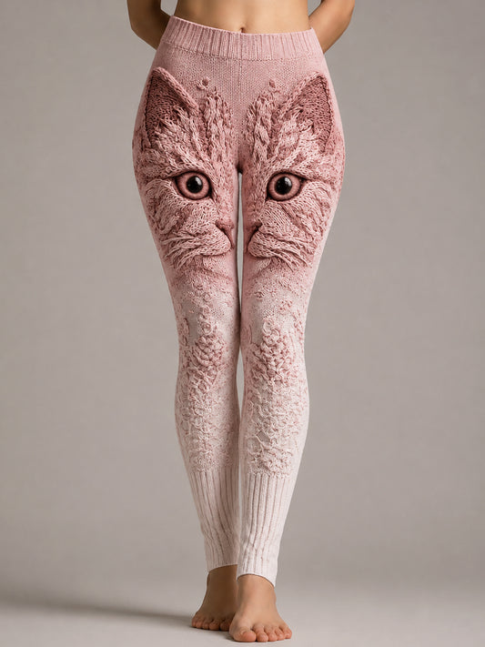 Women's Animal Cat Floral Abstract Print Casual Leggings