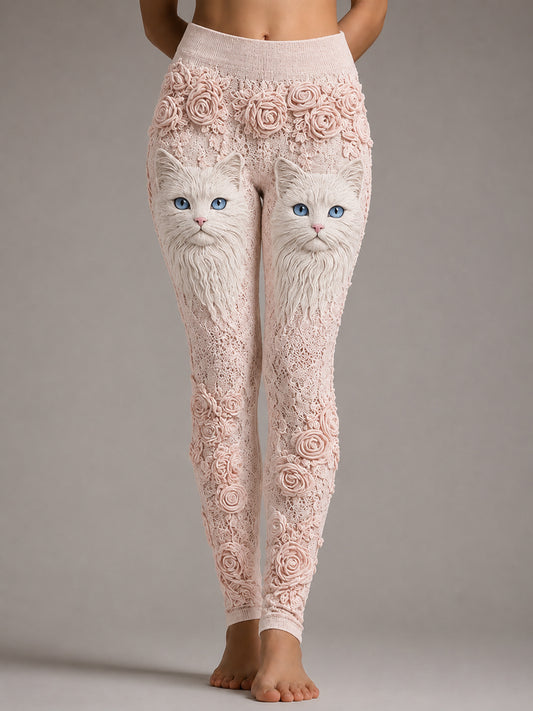 Women's Animal Cat Floral Abstract Print Casual Leggings