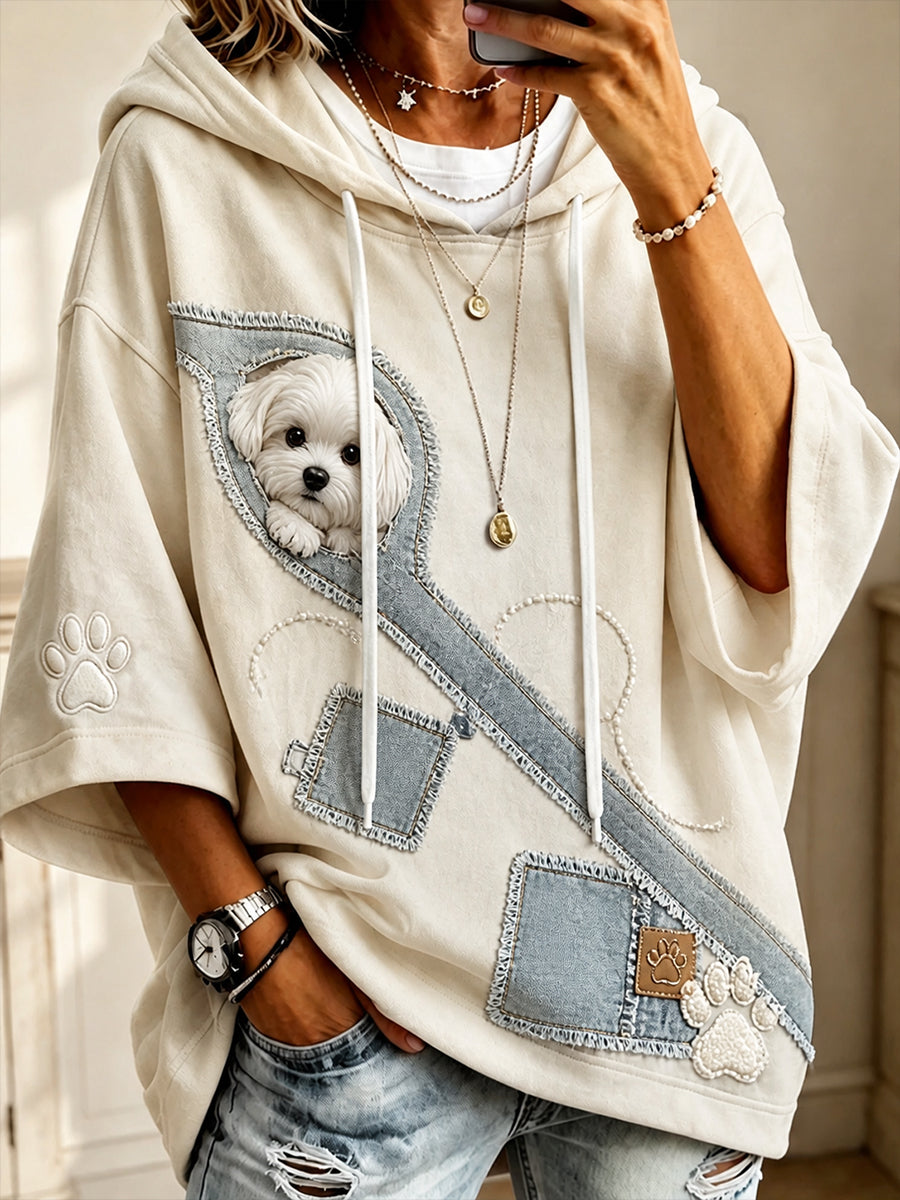 Retro Animal Print Casual And Comfortable Hooded Top
