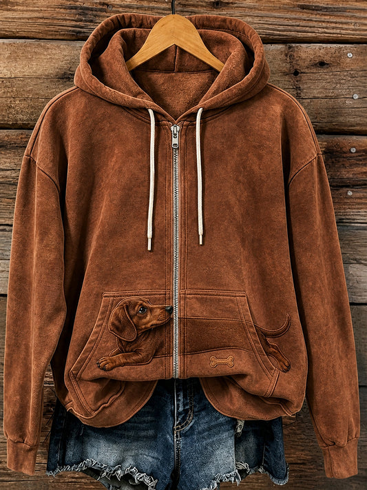 Retro Animal Print Casual Comfortable Hooded Jacket