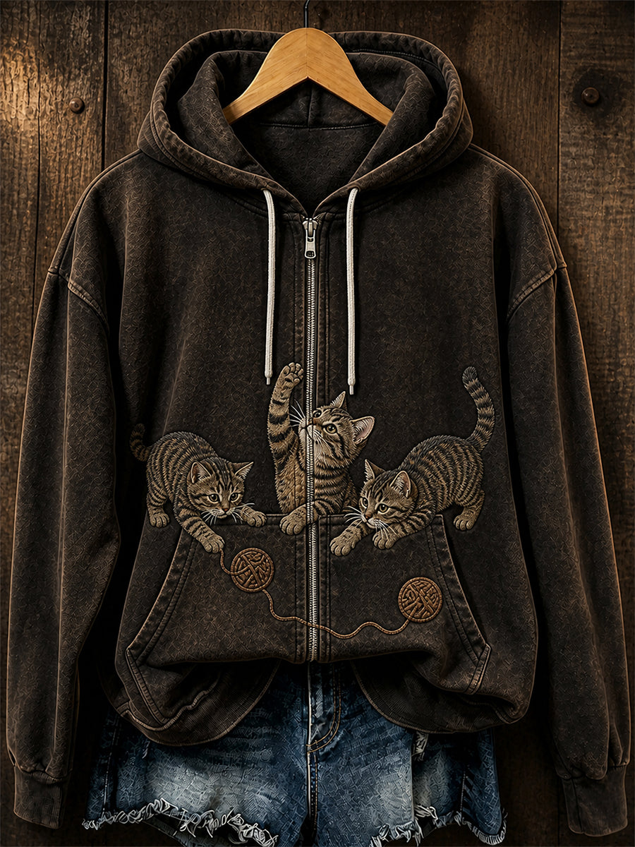 Retro Animal Print Casual Comfortable Hooded Jacket