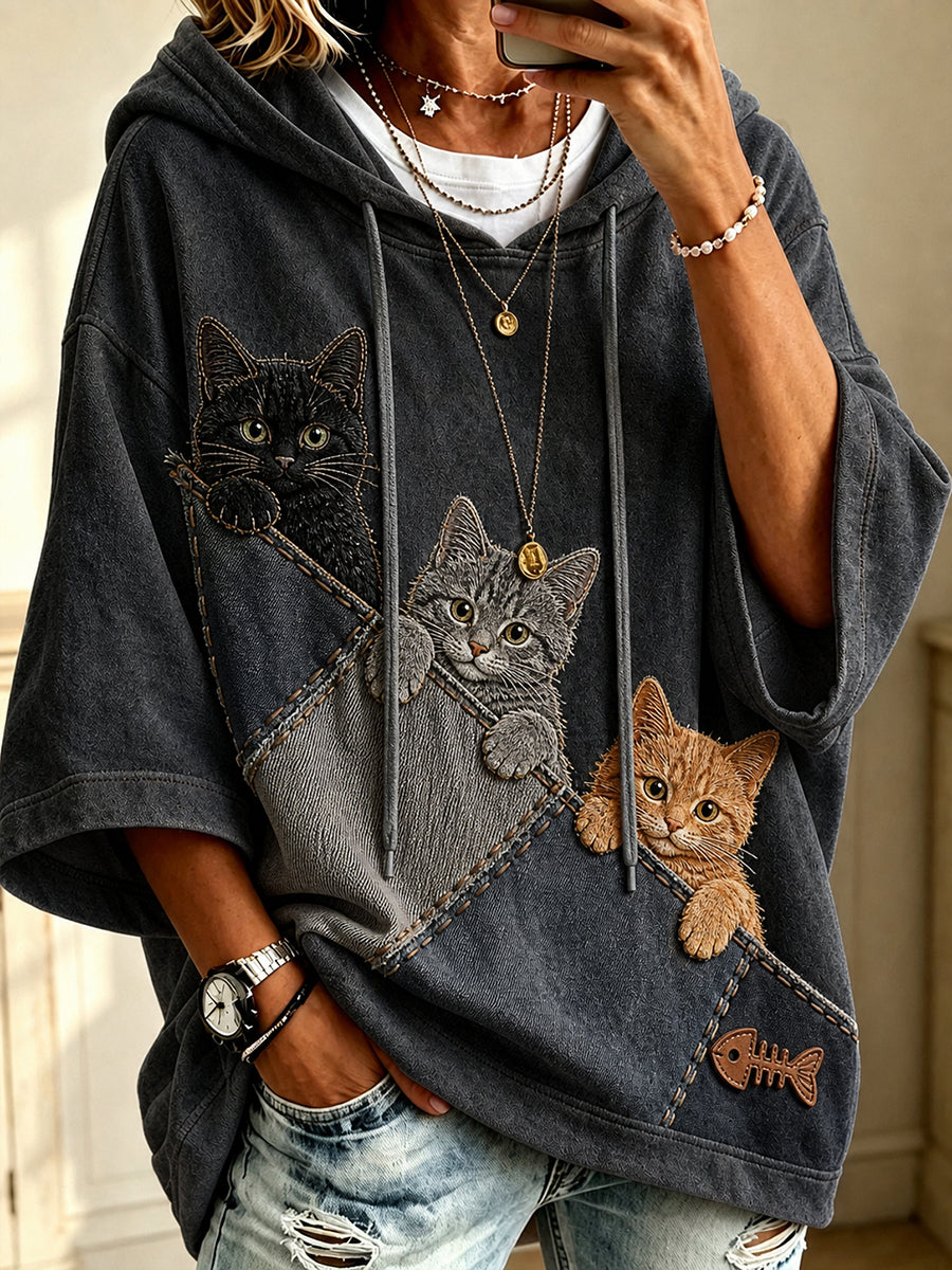 Retro Animal Print Casual And Comfortable Hooded Top