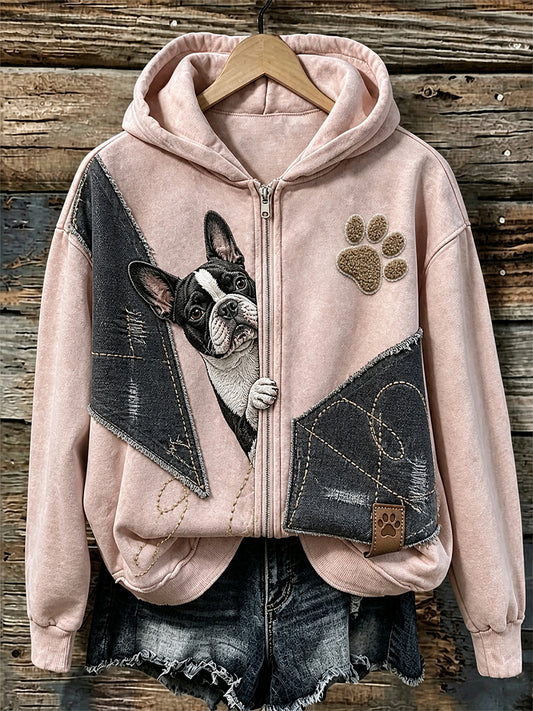 Retro Animal Print Casual Comfortable Hooded Jacket