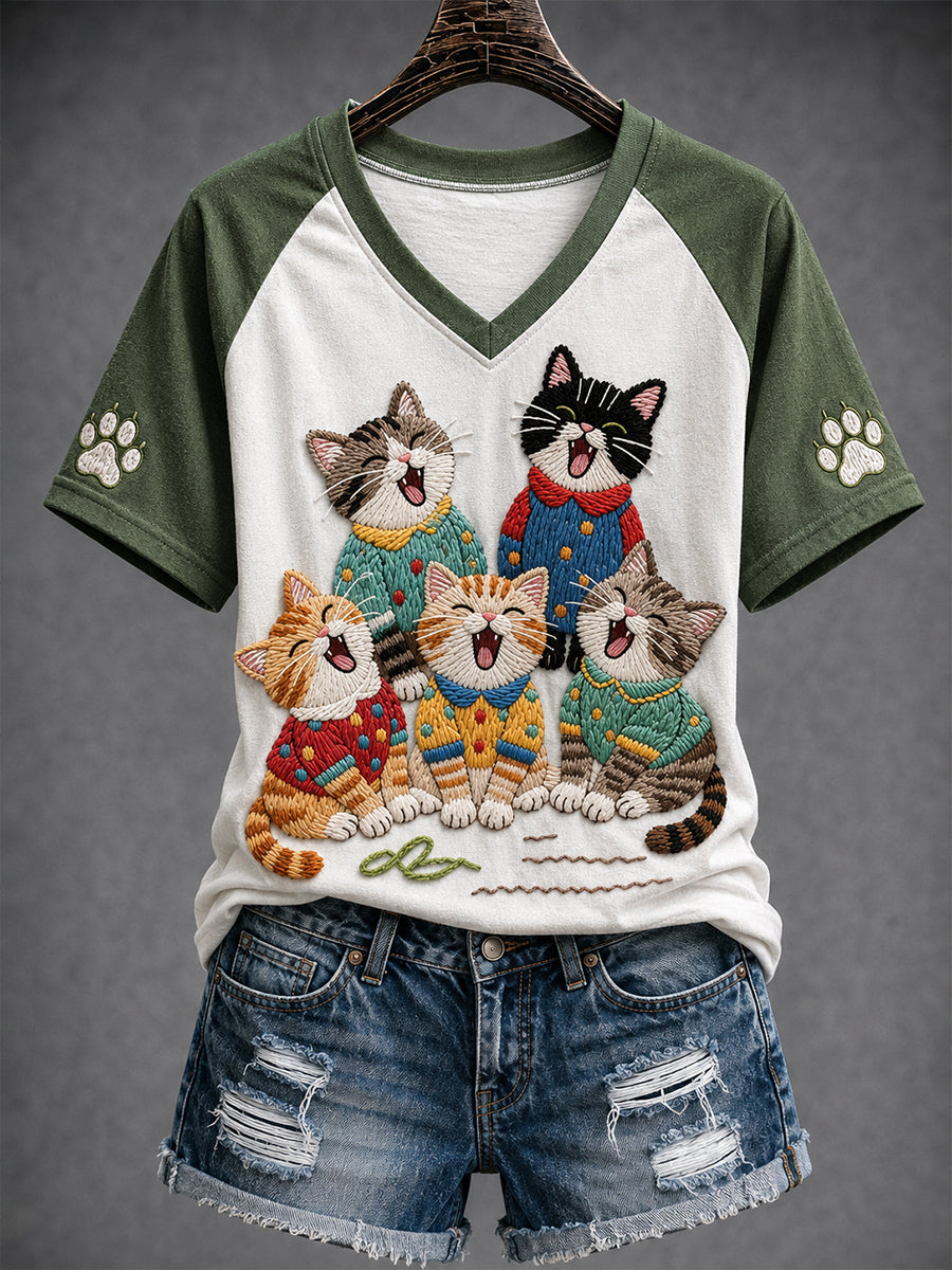 Women's Fun Animals V-Neck Short Sleeve T-Shirt