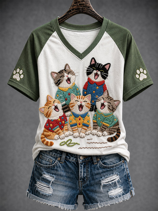 Women's Fun Animals V-Neck Short Sleeve T-Shirt