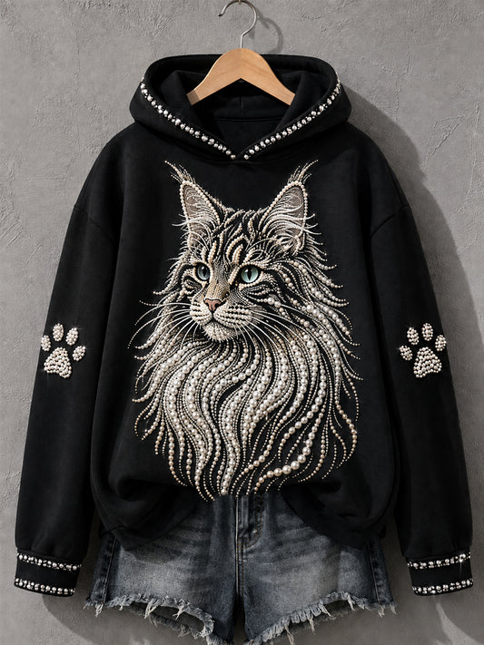 Women's Maine Coon Print Cat Lovers Casual Hoodie