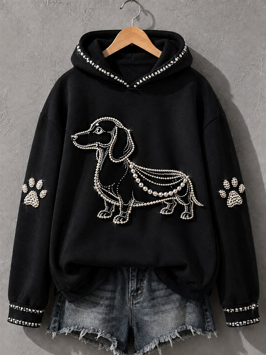 Women's Dachshund Print Dog Lovers Casual Hoodie
