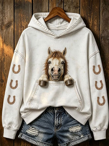 Women's Horse Print Regular Sweatshirt