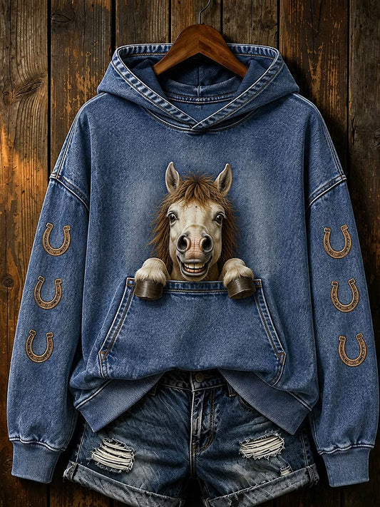 Women's Horse Print Regular Sweatshirt
