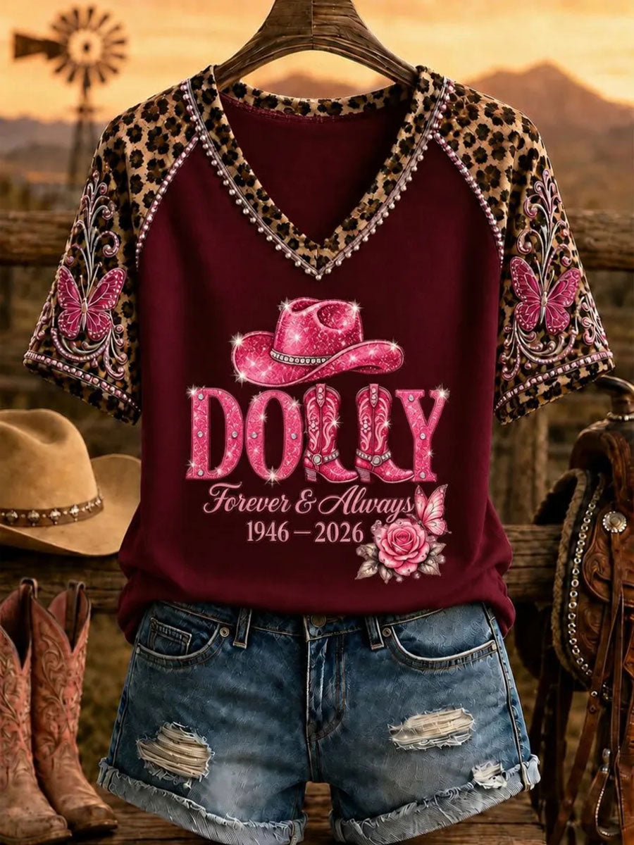 Women's Rip Country Music  Queen of Country Printed V-neck T-shirt