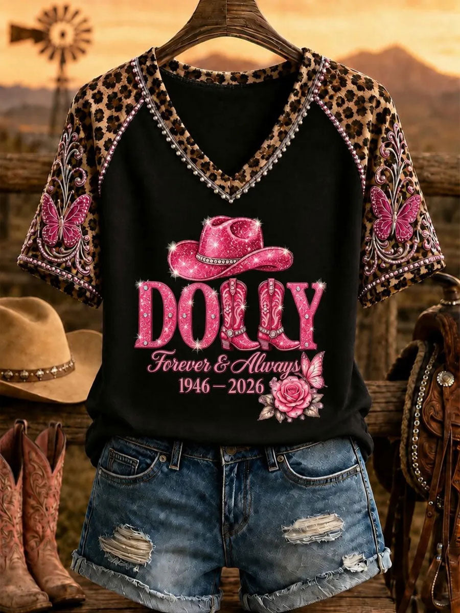 Women's Rip Country Music  Queen of Country Printed V-neck T-shirt