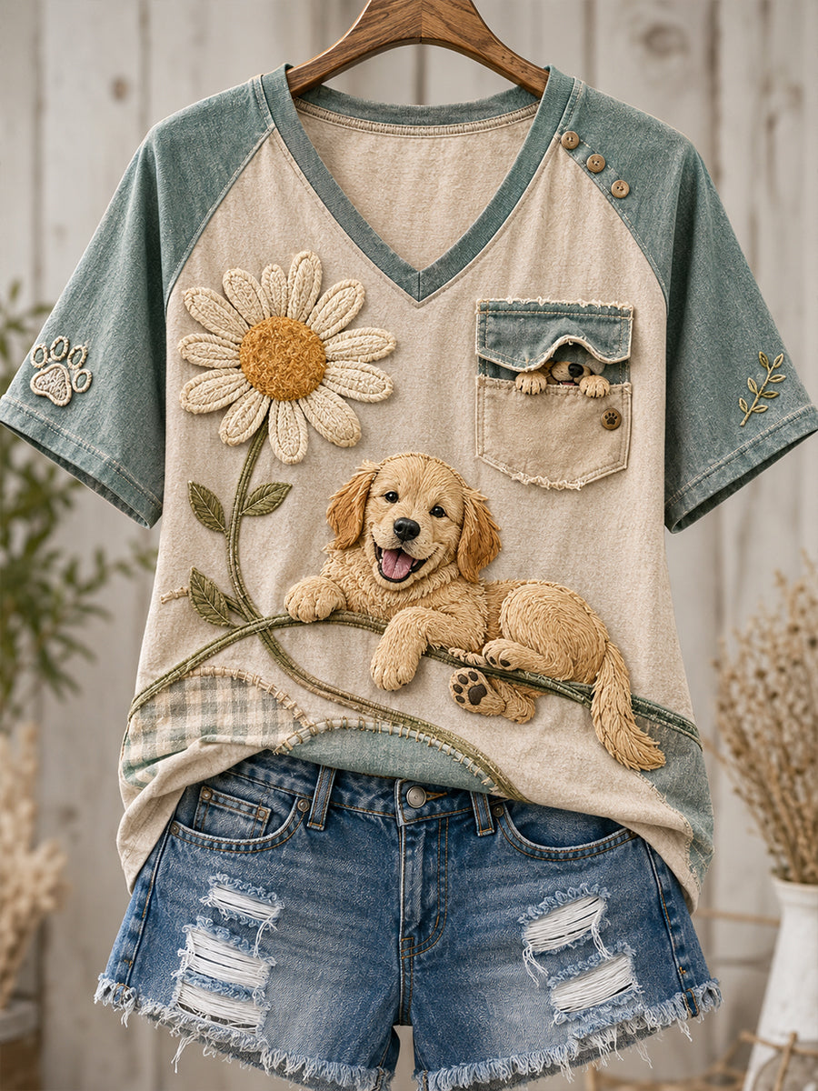 Women's Fun Animals Round Neck Short Sleeve T-Shirt