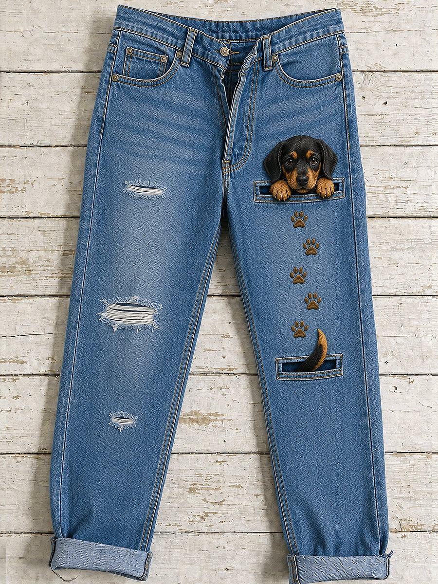 Women's Animal Dog Art Print Flared Trousers