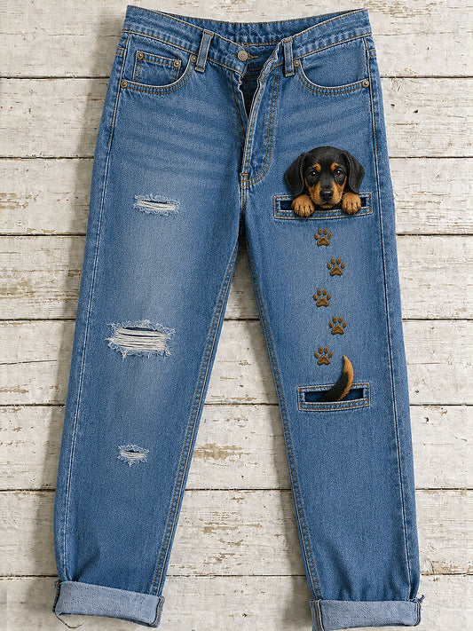 Women's Animal Dog Art Print Flared Trousers