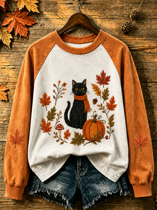 Women's Funny Cute Cat Regular Sweatshirt