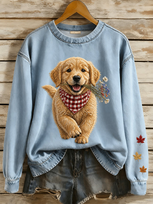 Retro Animal Print Casual Sweatshirt