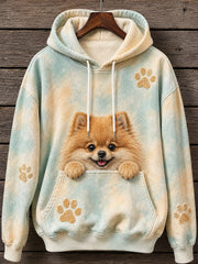 Women's Animal Printed Round-Neck Long-Sleeved Hooded Sweatshirt