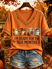 Women's Vintage I'm Ready For The Ber Months Print Short-sleeved T-shirt
