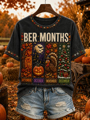 Women's Vintage The Ber Months Are My Favorite Months Print Short-sleeved T-shirt