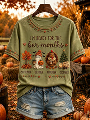 Women's Vintage I'm Ready For The Ber Months Print Short-sleeved T-shirt