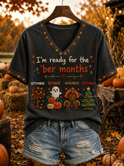 Women's Vintage I'm Ready For The Ber Months Print Short-sleeved T-shirt