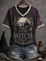 Women's Halloween There's A Little Witch In All of Us Art Printed T-shirt