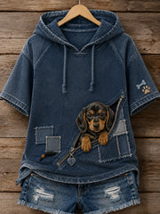 Women's Fun Animal-Print Short-Sleeve Hoodie