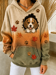 Women's Fun Autumn Dog Regular Sweatshirt