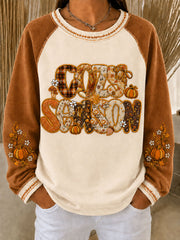 Women's Autumn Pumpkins Raglan Sleeve Sweatshirt